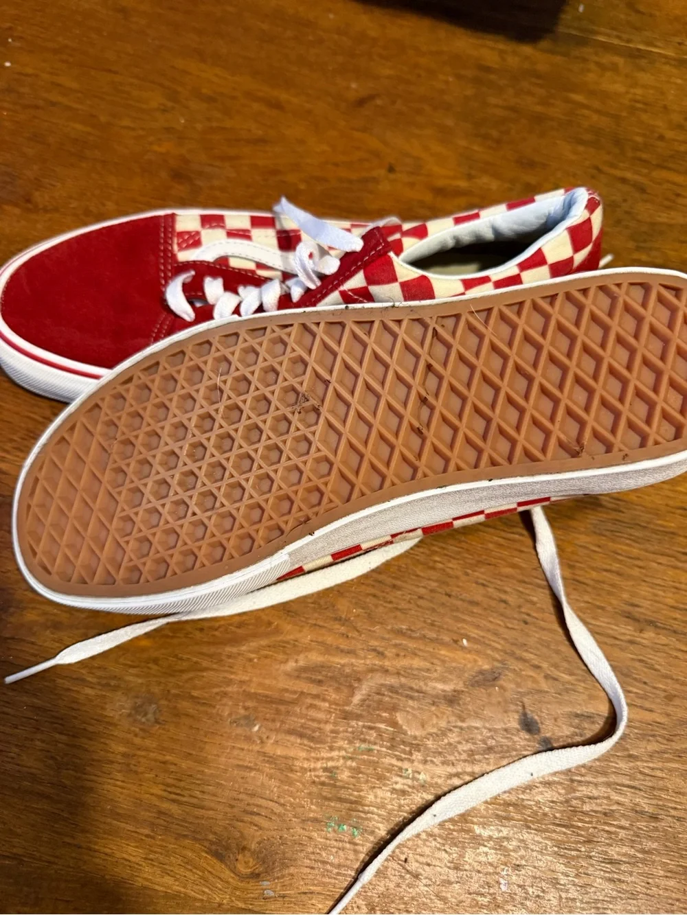 Vans Red and White Checkerboard Low-Top Sneakers - Picture 3 of 5